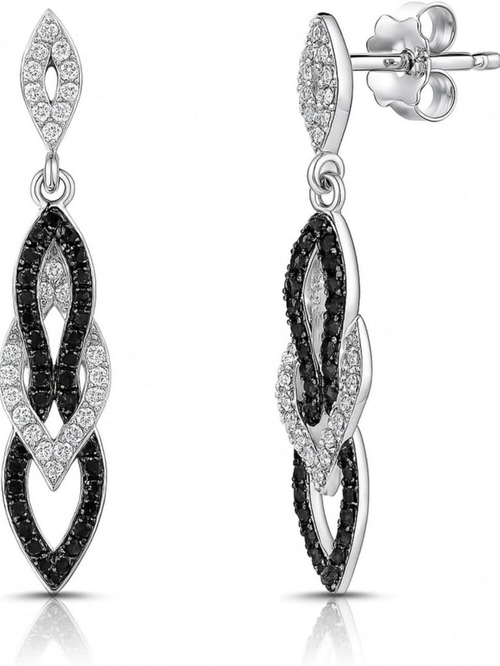 Trendy Sterling Silver CZ Dangle Earrings for Women - Art Deco, Flower, Halo